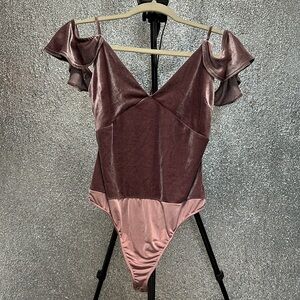 Lulu’s - Velvet Off the Shoulder Bodysuit